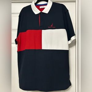 Red, Blue & White, Short Sleeve Nautica Polo Shirt Size XL
